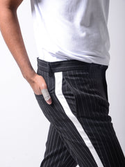 Black Ankle Pants Bold Stripes