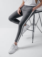 Grey Ankle Pants Bold Stripes