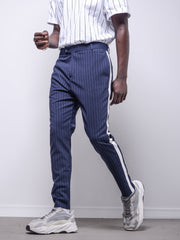 Navy Ankle Pants Bold Stripes