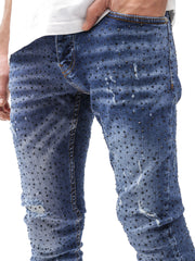 Full Rhinestone Blue Jeans