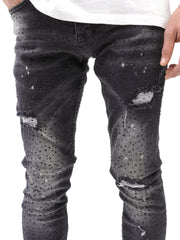 Full Rhinestone Black Jeans