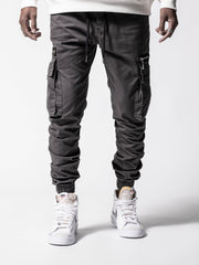 Grey Cargo Slim Fit Pants