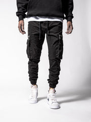 Black Cargo Slim Fit Pants