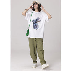 RS oil painting bunny printing trendy brand T-Shirts