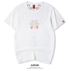 Chinese style men's carp embroidered shirt