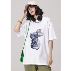 RS oil painting bunny printing trendy brand T-Shirts