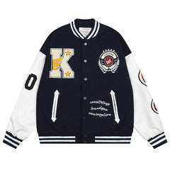 WOD Loose letter embroidered baseball jacket