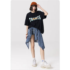 RS Simple Letter Glue American Retro Casual T-Shirt