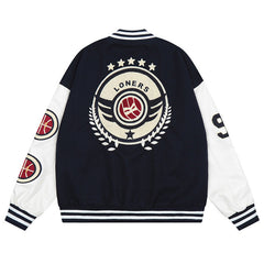 WOD Loose letter embroidered baseball jacket