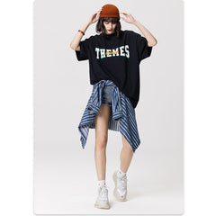 RS Simple Letter Glue American Retro Casual T-Shirt