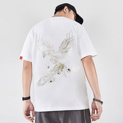 Chinese style men's phoenix embroidery shirt