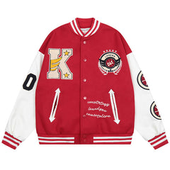 WOD Loose letter embroidered baseball jacket