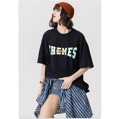 RS Simple Letter Glue American Retro Casual T-Shirt